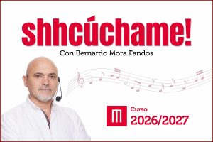 Cartel anunciador de shhcuchame 2026/2027, que muestra la imagen de su profesor en Mainel: Bernardo Mora Fandos.