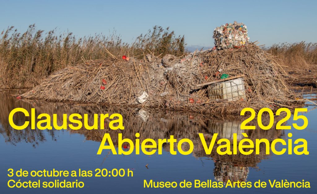 Cartel anunciador del evento de clausura de "Abierto Valencia 2025".  Un acto benéfico a favor de la Fundació Assut, organizado por LAVAC, con el apoyo de la Fundación Mainel y el Museo de Bellas Artes de Valencia.
